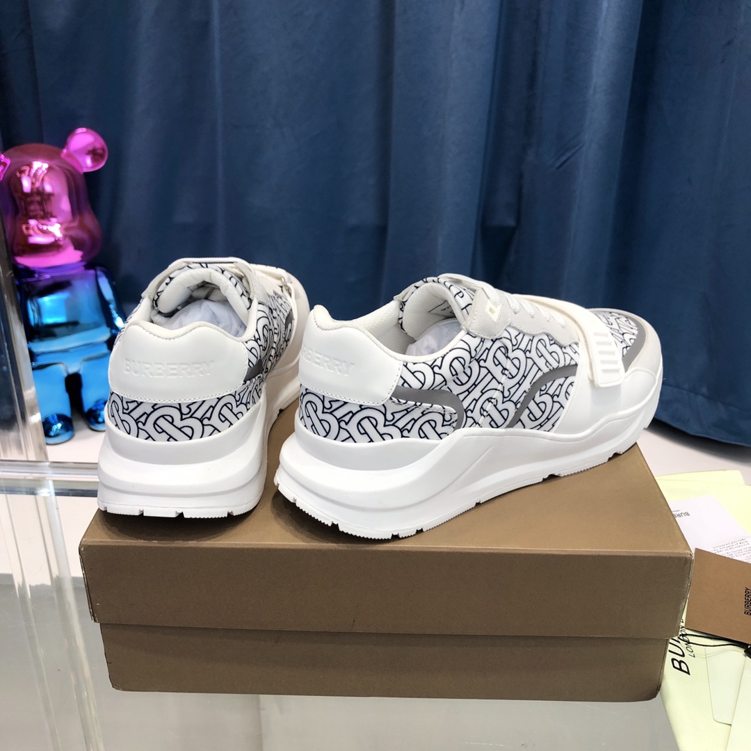 Burberry Check Cotton Canvas And Leather Sneakers - PerfectKickZ