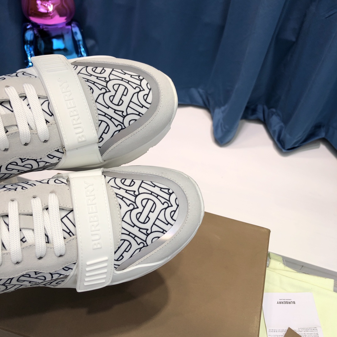 Burberry Check Cotton Canvas And Leather Sneakers - PerfectKickZ