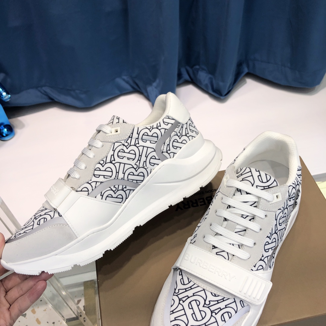 Burberry Check Cotton Canvas And Leather Sneakers - PerfectKickZ