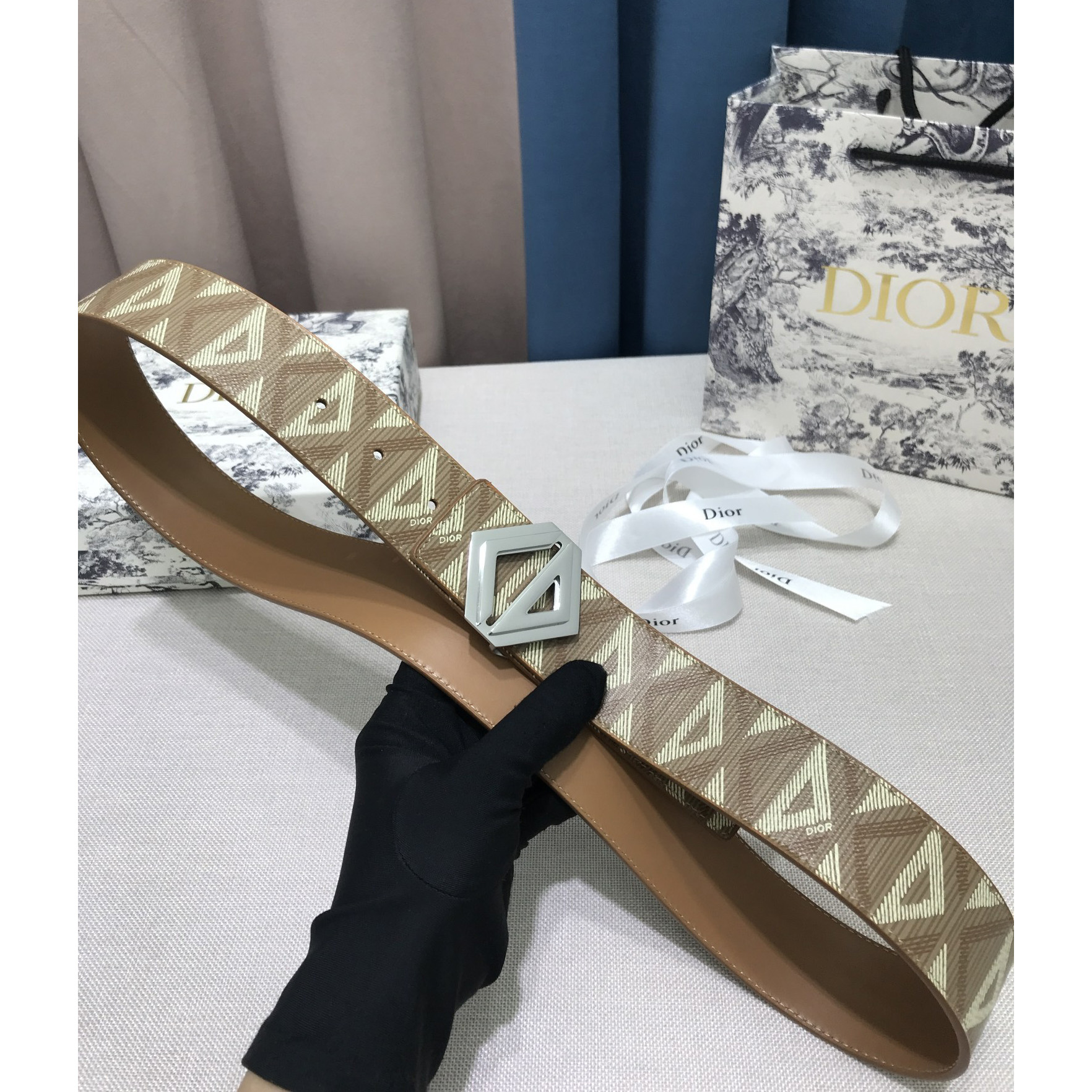 Dior CD Diamond Print  40mm Reversible Belt  - PerfectKickZ