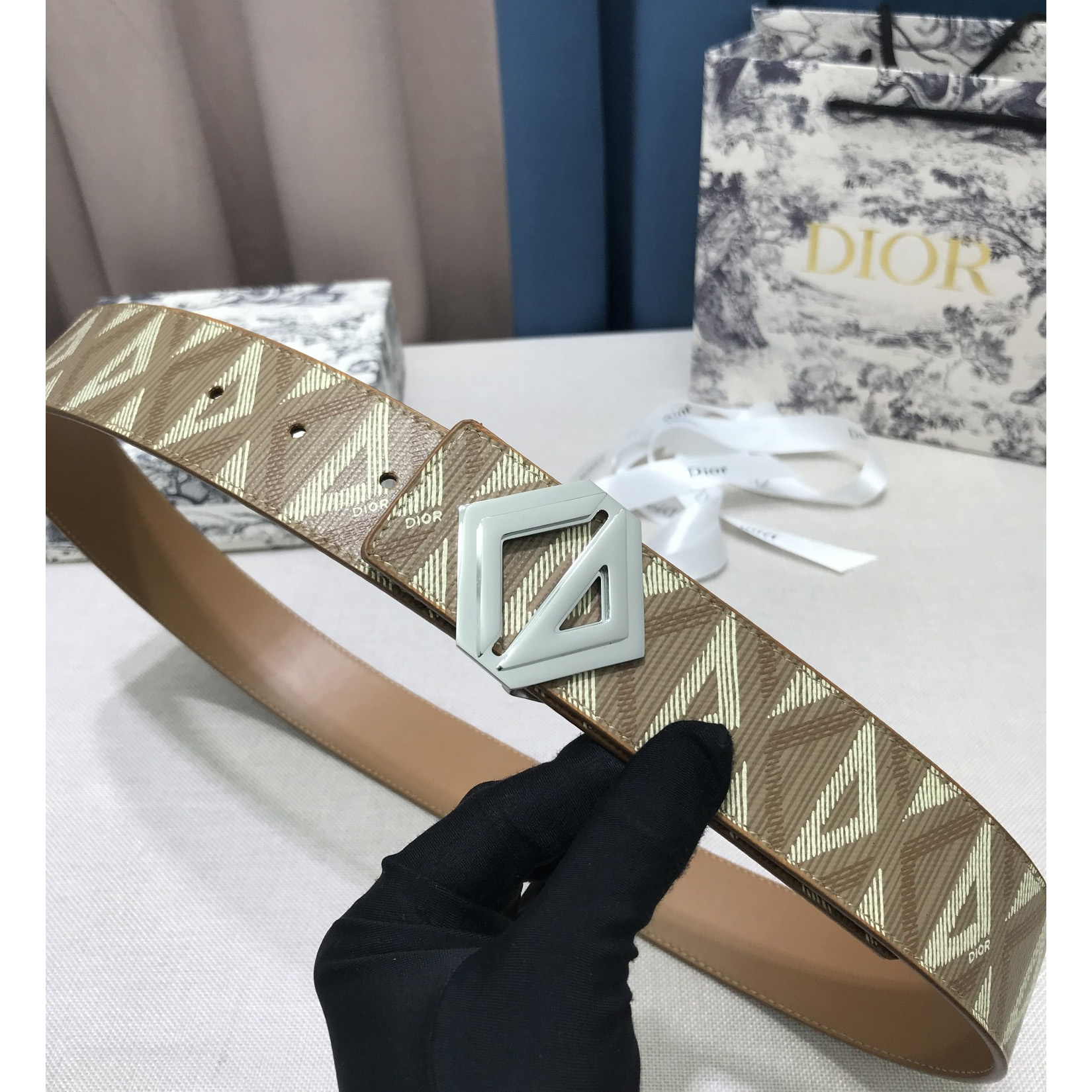 Dior CD Diamond Print  40mm Reversible Belt  - PerfectKickZ
