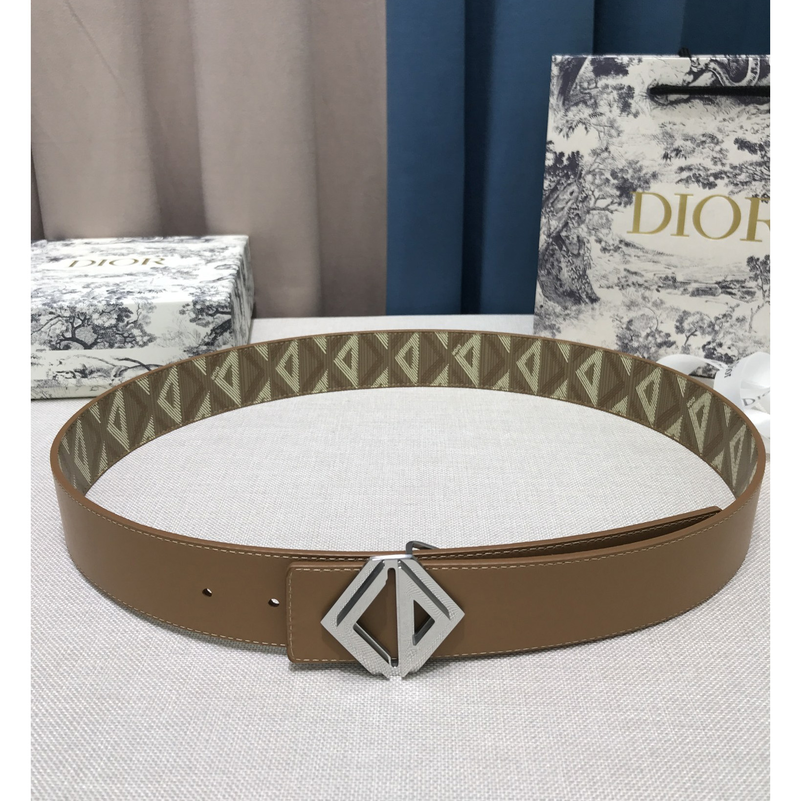 Dior CD Diamond Print  40mm Reversible Belt  - PerfectKickZ