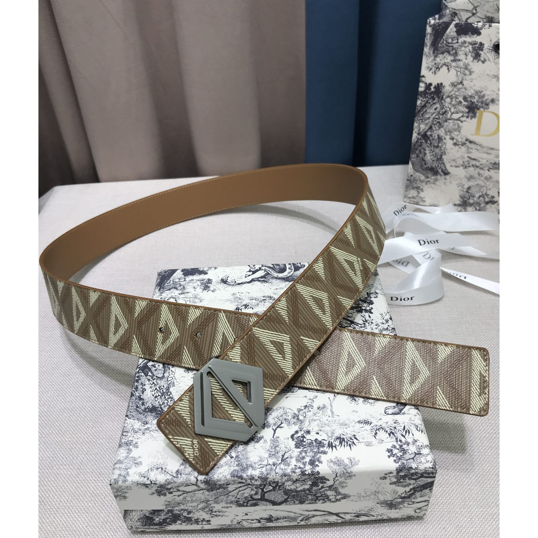 Dior CD Diamond Print  40mm Reversible Belt  - PerfectKickZ