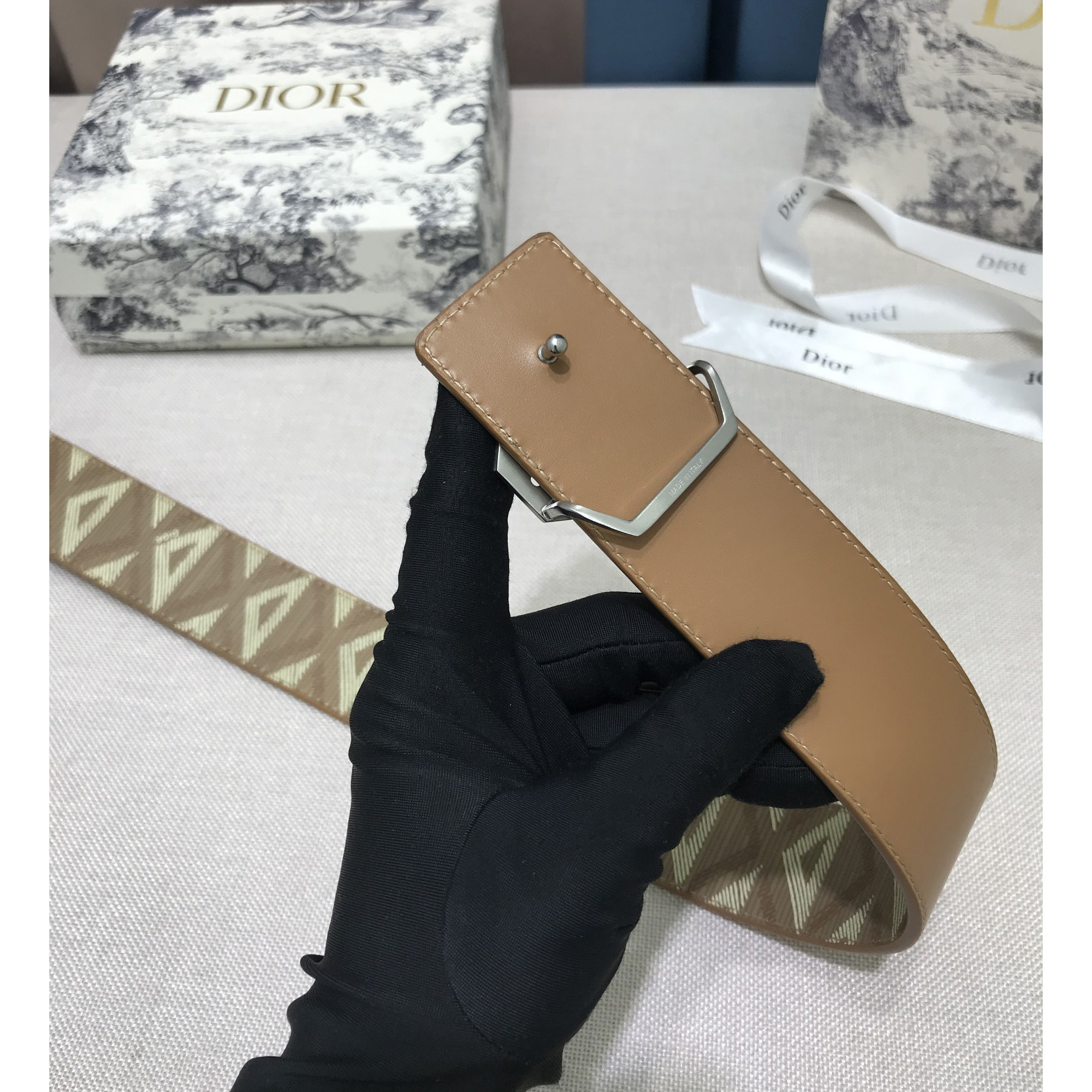 Dior CD Diamond Print  40mm Reversible Belt  - PerfectKickZ