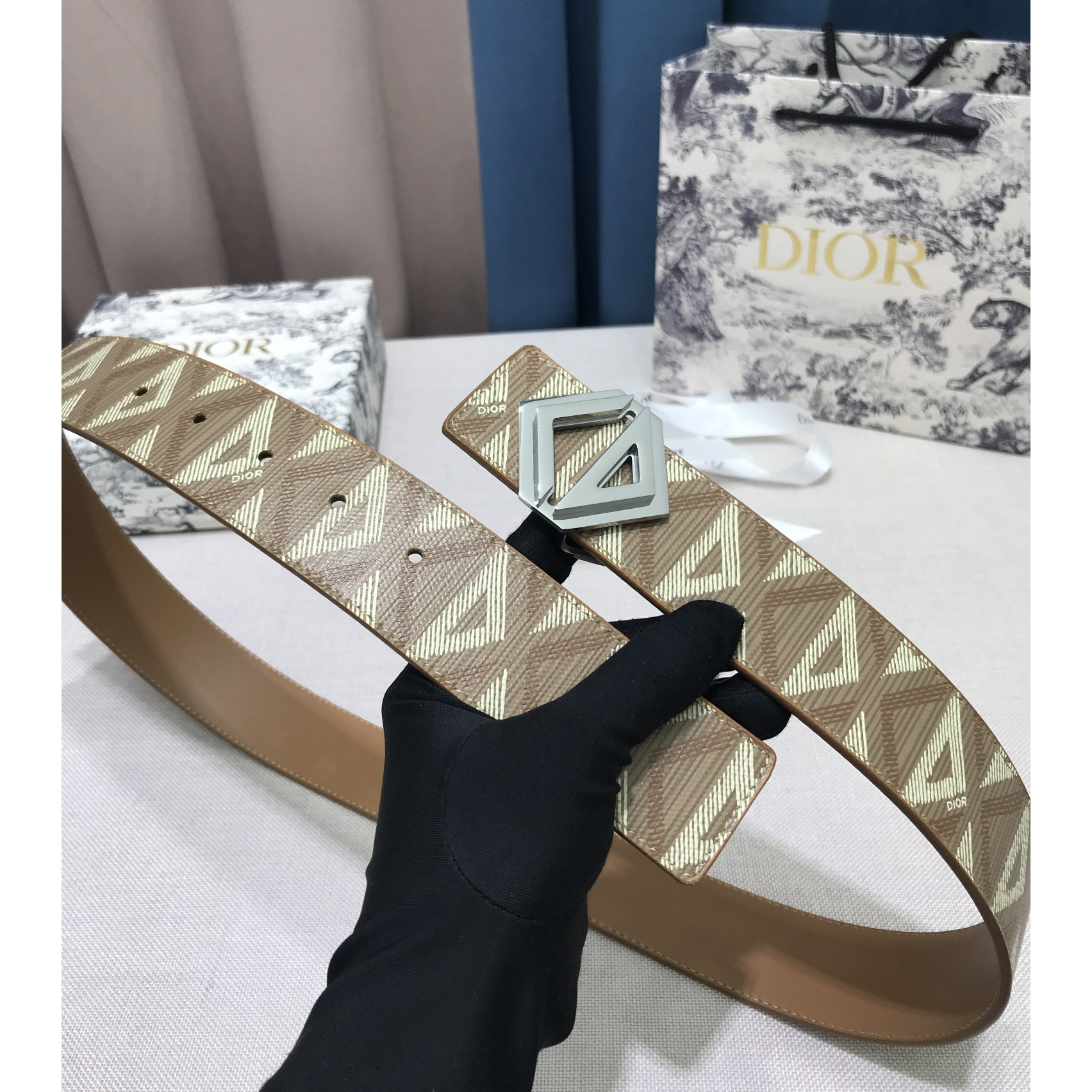 Dior CD Diamond Print  40mm Reversible Belt  - PerfectKickZ