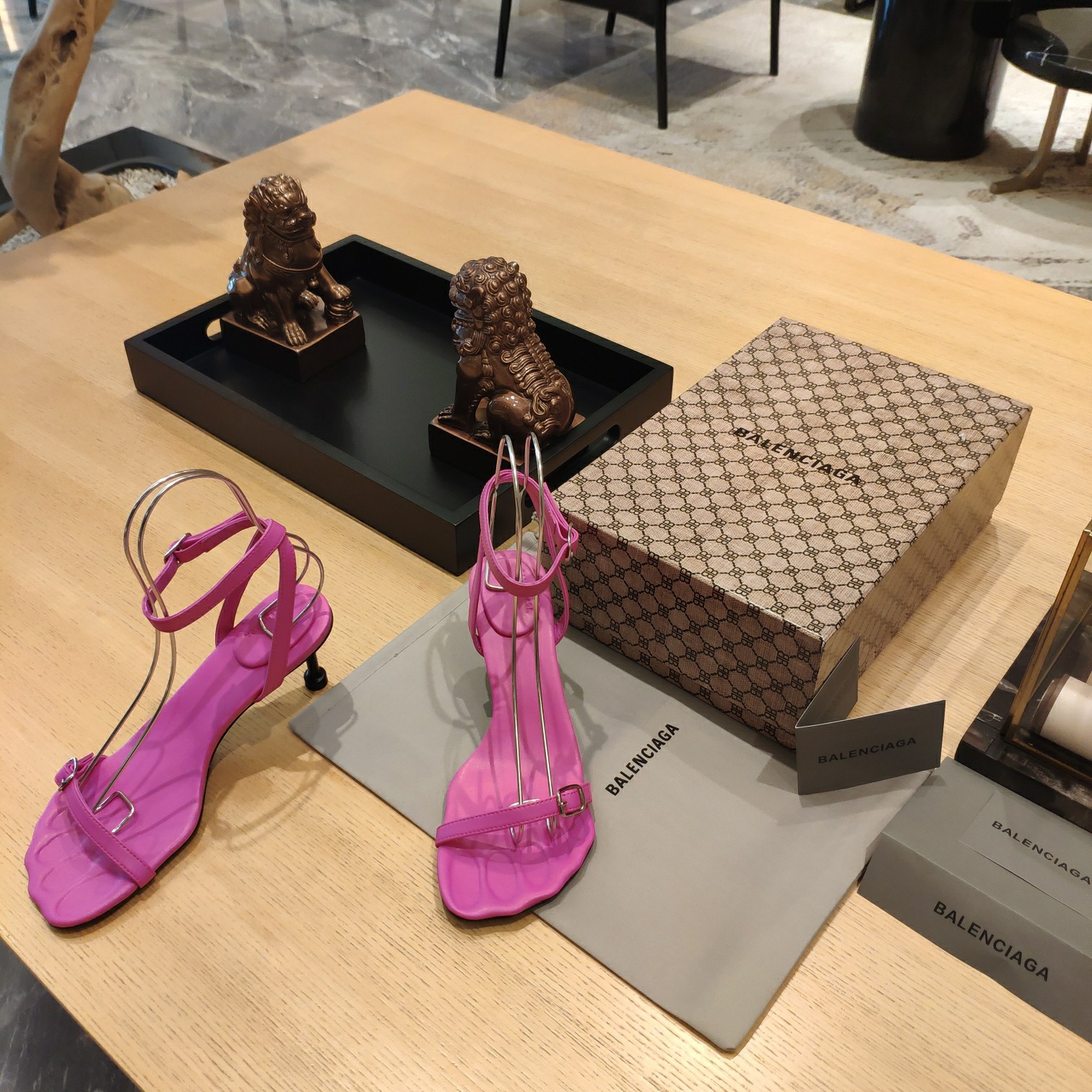 Balenciaga Logo High Heeled Sandals (7CM) - PerfectKickZ