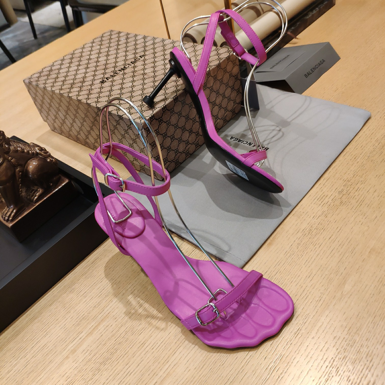 Balenciaga Logo High Heeled Sandals (7CM) - PerfectKickZ