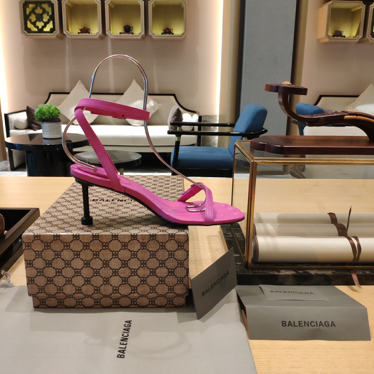 Balenciaga Logo High Heeled Sandals (7CM) - PerfectKickZ
