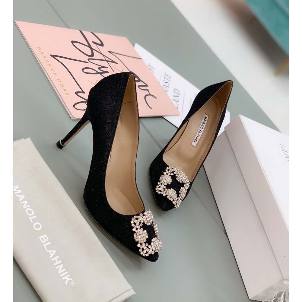 Manolo Blahnik Black Hangisi Pumps With Buckle - PerfectKickZ