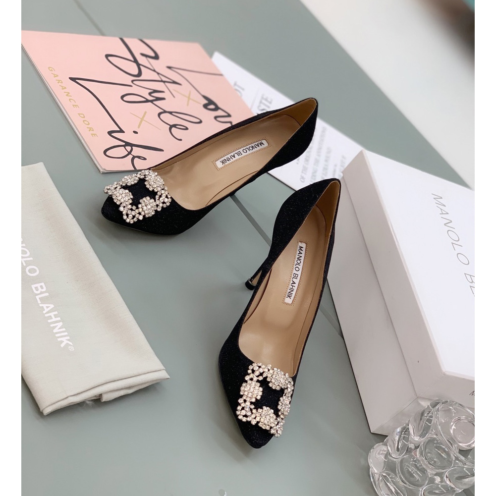Manolo Blahnik Black Hangisi Pumps With Buckle - PerfectKickZ