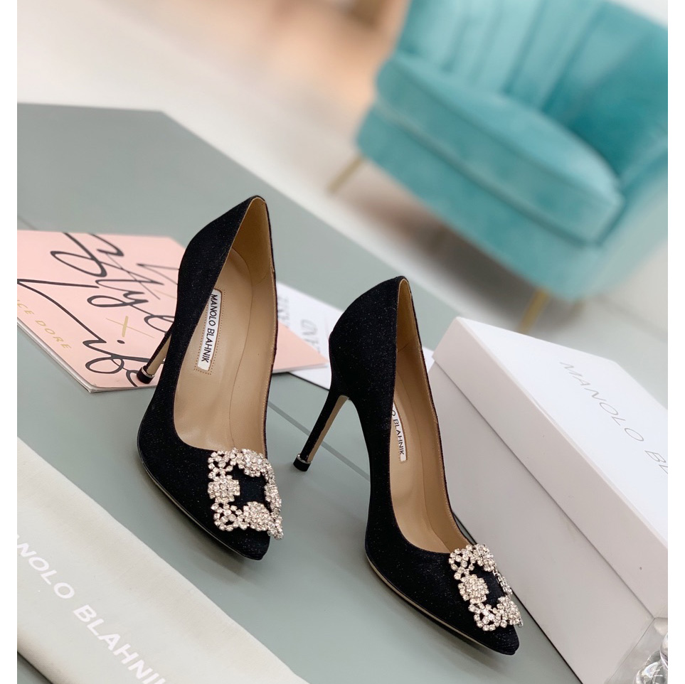 Manolo Blahnik Black Hangisi Pumps With Buckle - PerfectKickZ