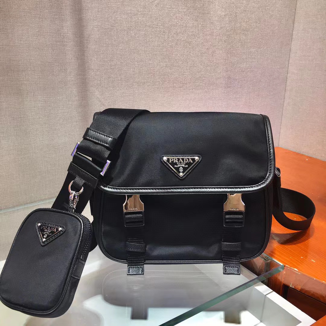 Prada Re-Nylon And Saffiano Leather Shoulder Bag(22-16-8.5cm)   2VD034 - PerfectKickZ