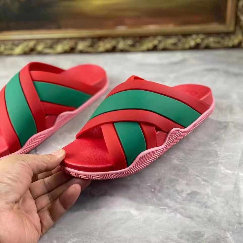 Gucci  Slide Sandals With Web - PerfectKickZ
