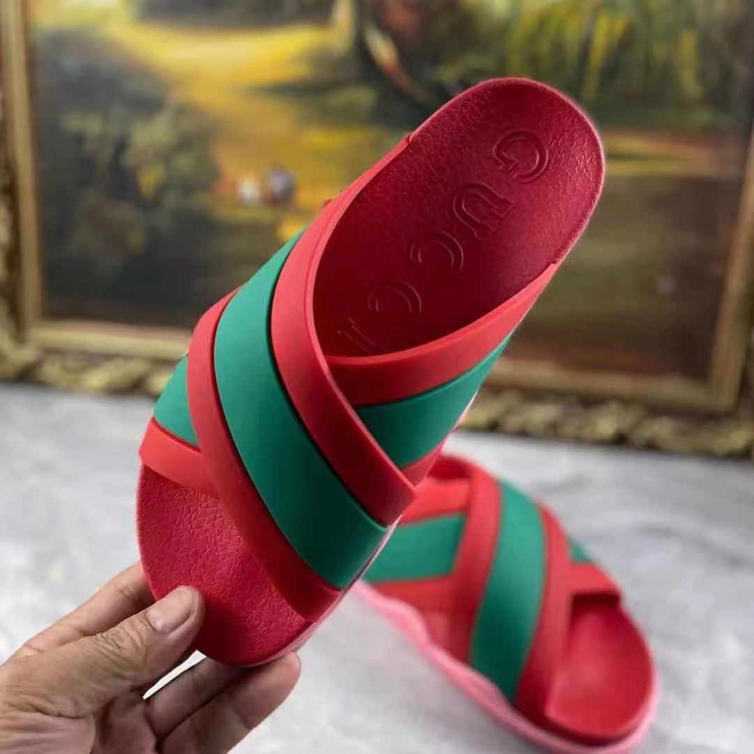 Gucci  Slide Sandals With Web - PerfectKickZ