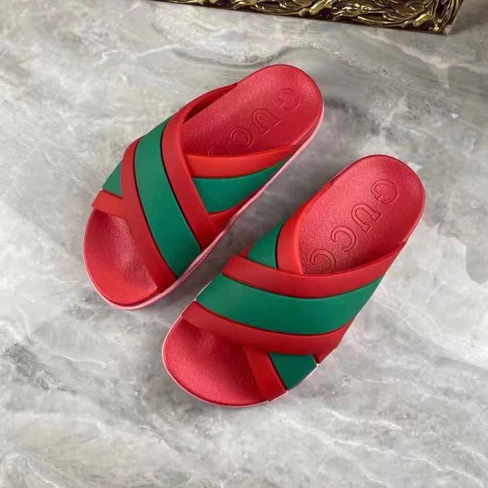 Gucci  Slide Sandals With Web - PerfectKickZ