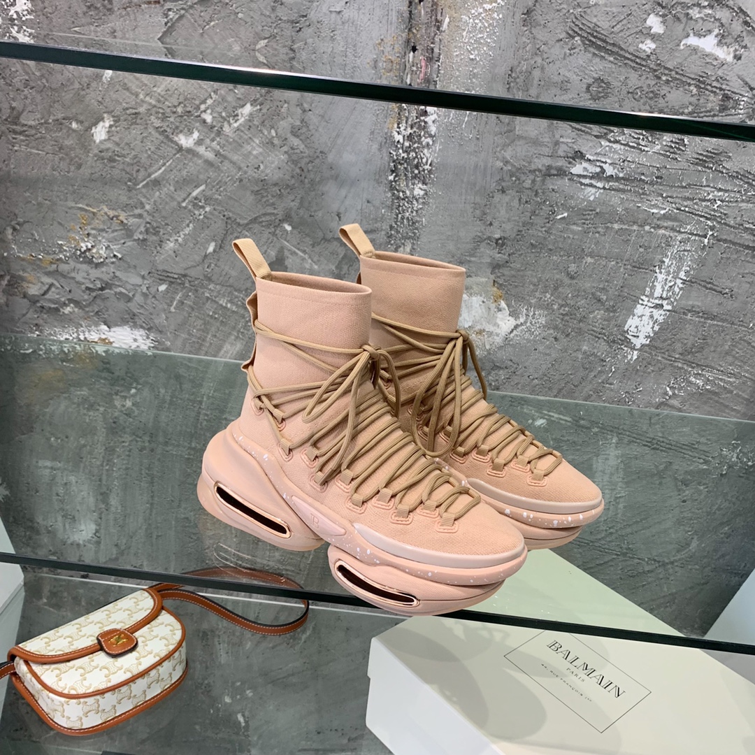Balmain Lace Up Stockings Sneakers - PerfectKickZ