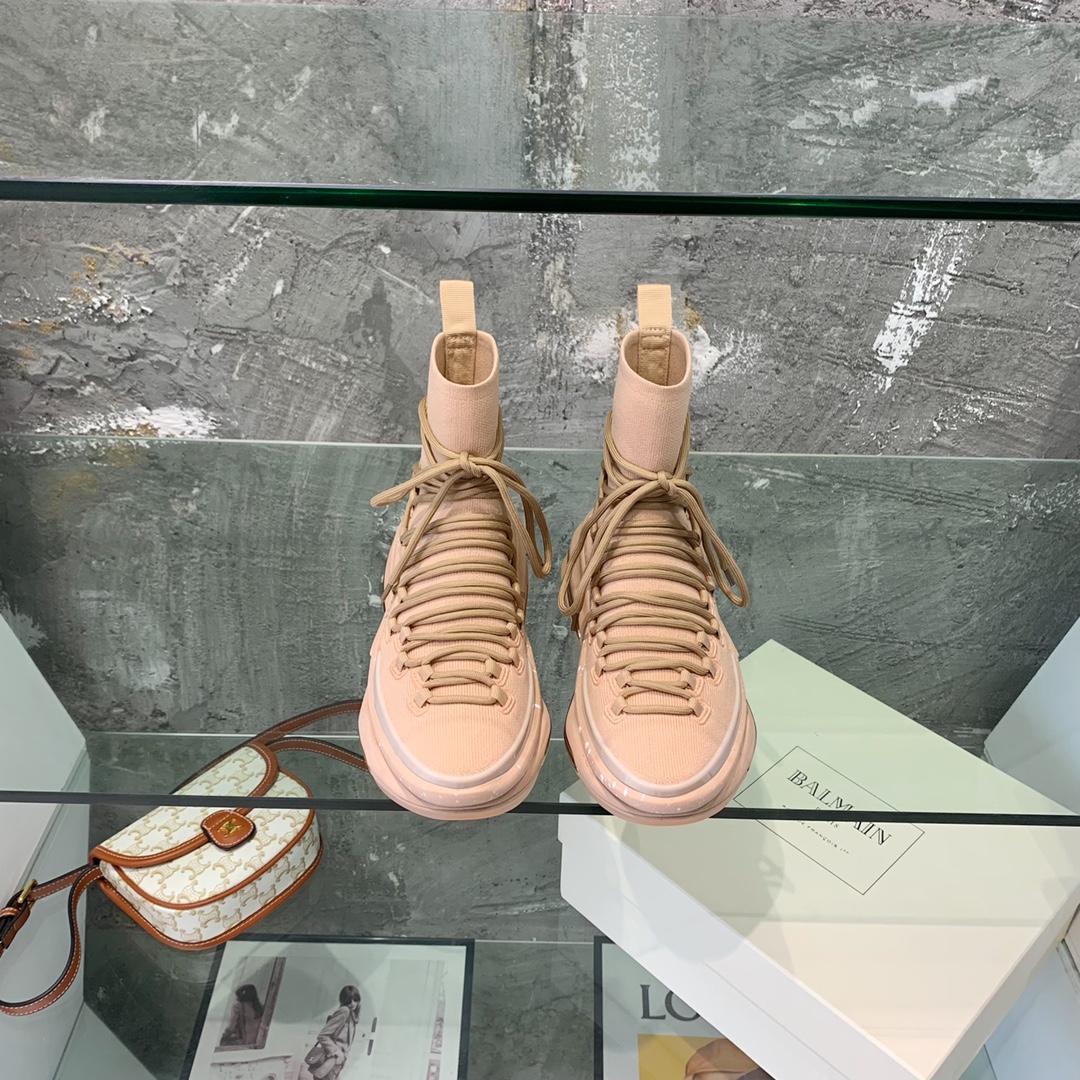 Balmain Lace Up Stockings Sneakers - PerfectKickZ