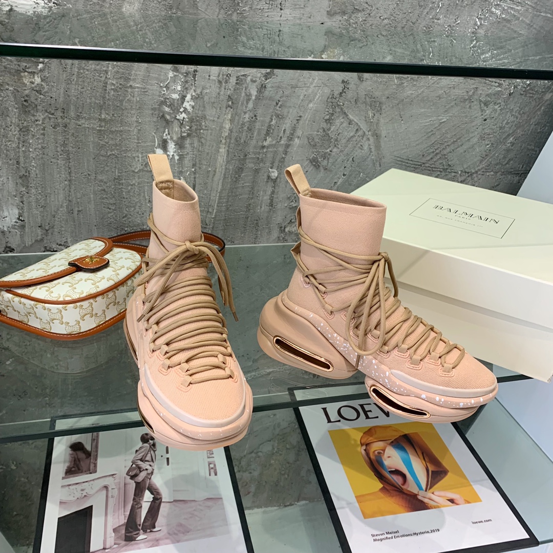 Balmain Lace Up Stockings Sneakers - PerfectKickZ