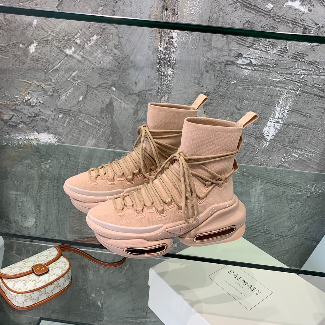 Balmain Lace Up Stockings Sneakers - PerfectKickZ