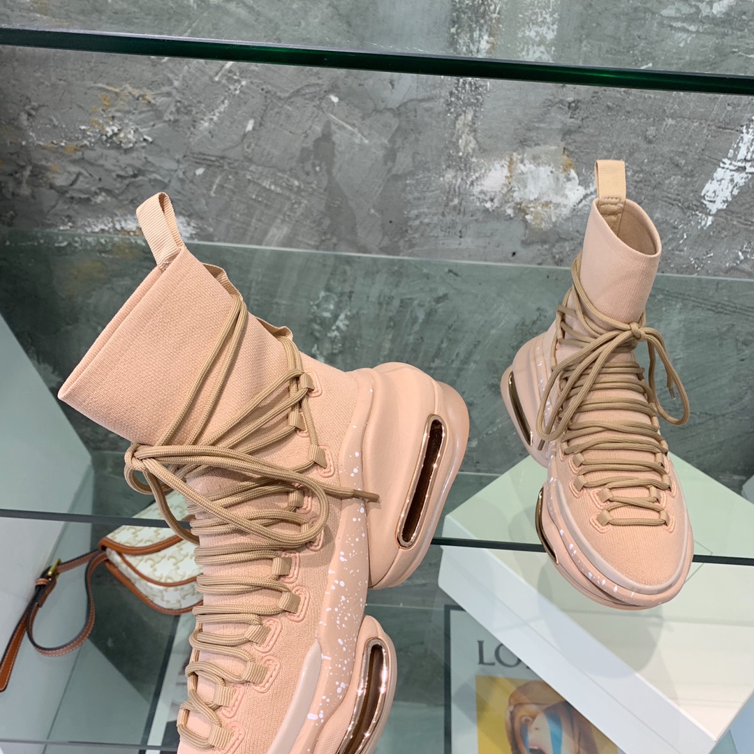 Balmain Lace Up Stockings Sneakers - PerfectKickZ