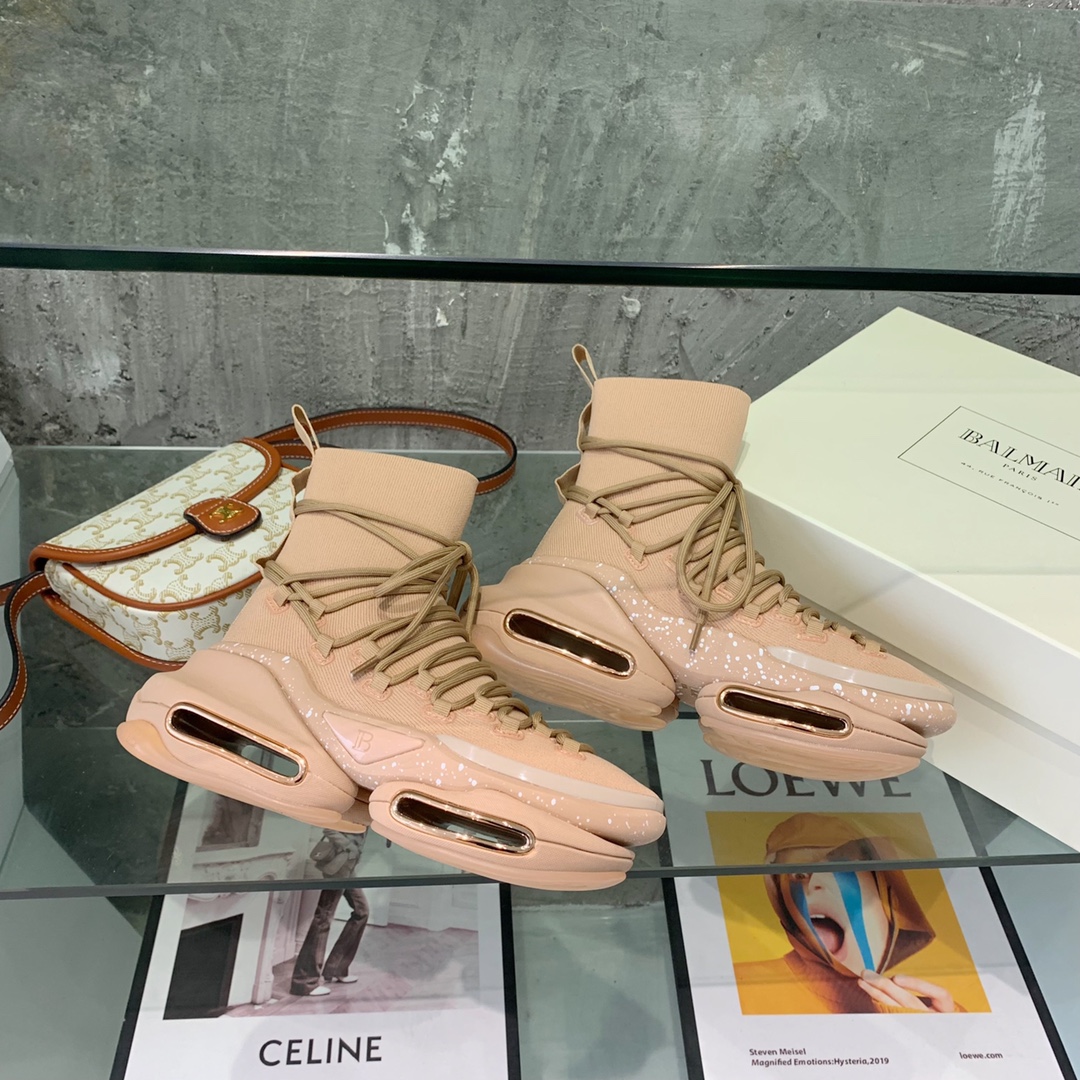 Balmain Lace Up Stockings Sneakers - PerfectKickZ