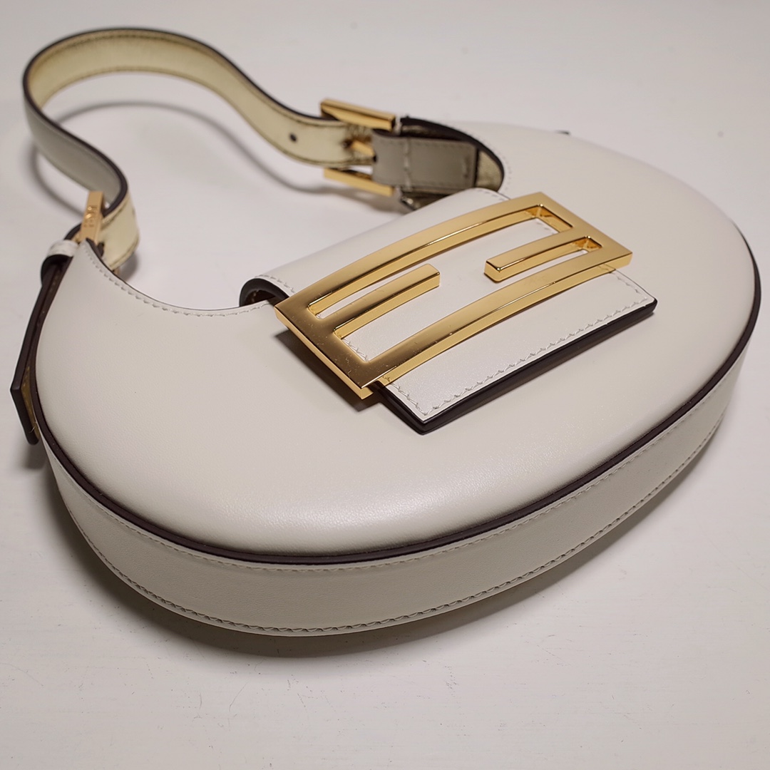 Fendi Cookie White Leather Mini Handbag（22-17.5-4.5cm） - 