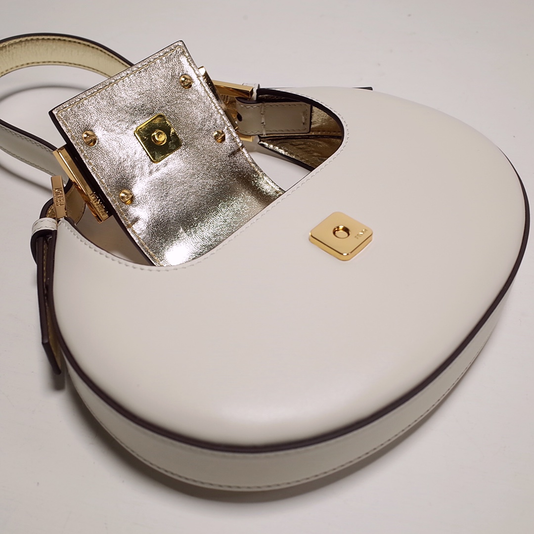 Fendi Cookie White Leather Mini Handbag（22-17.5-4.5cm） - 