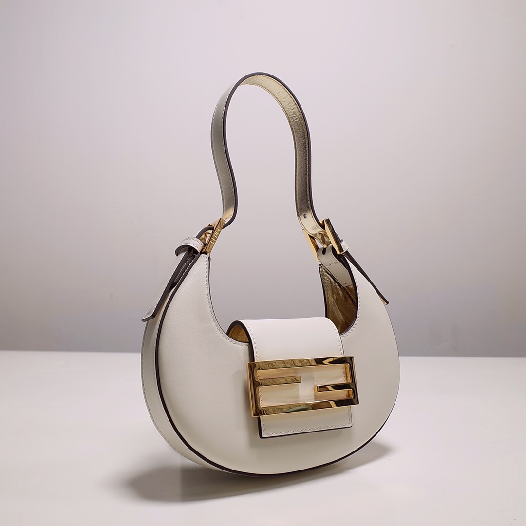 Fendi Cookie White Leather Mini Handbag（22-17.5-4.5cm） - 