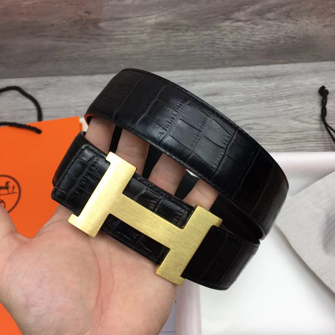 Hermes Black Leather Belt - PerfectKickZ
