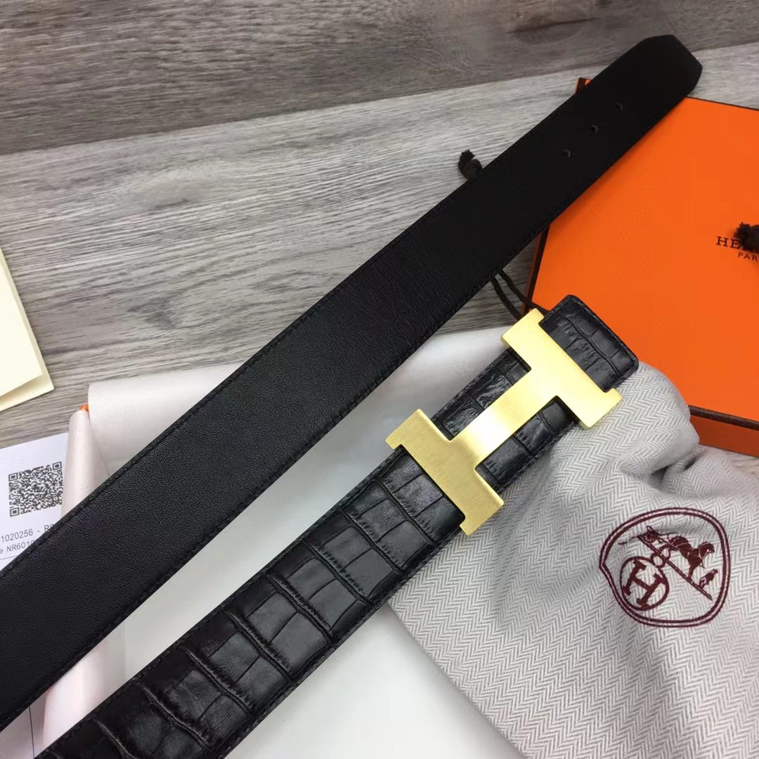 Hermes Black Leather Belt - PerfectKickZ