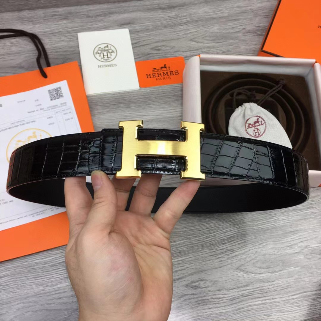Hermes Black Leather Belt - PerfectKickZ