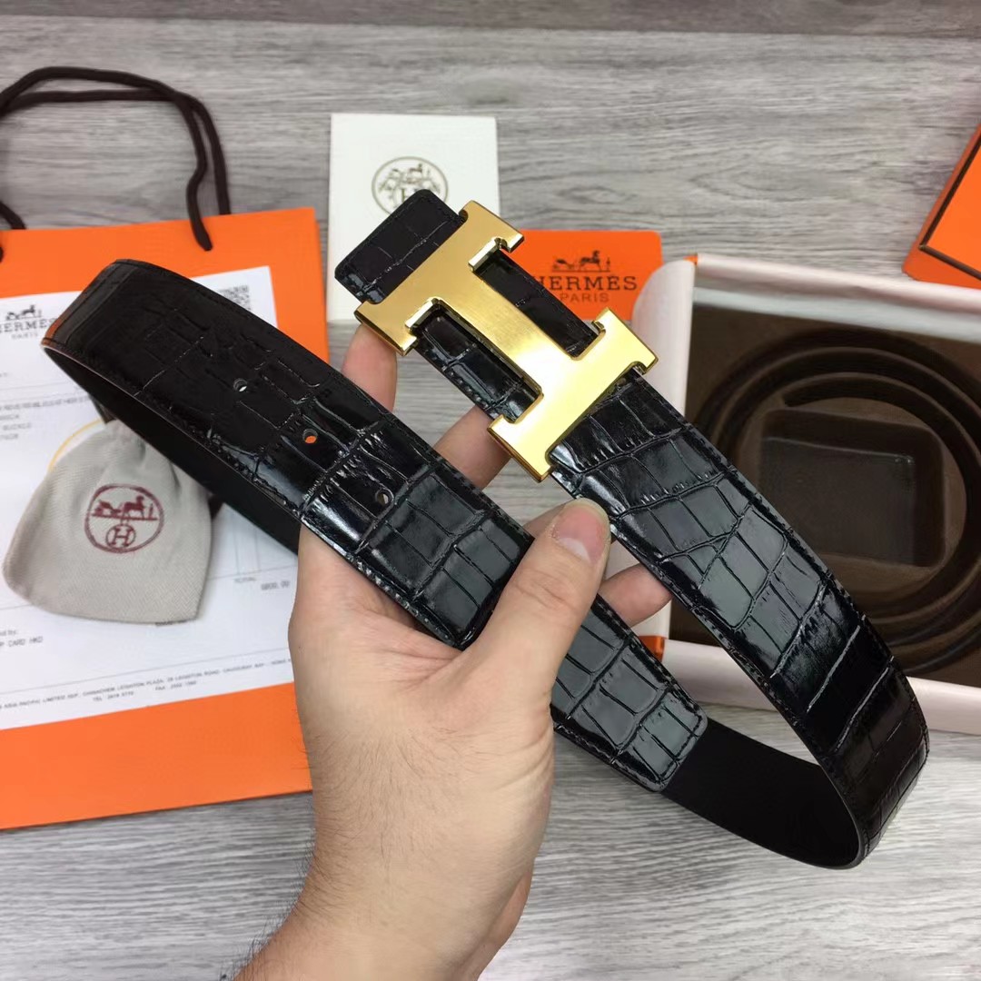 Hermes Black Leather Belt - PerfectKickZ