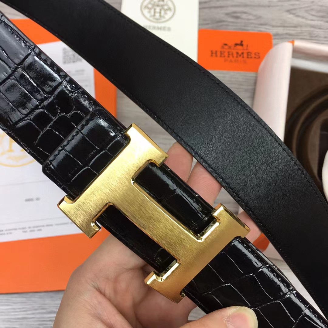 Hermes Black Leather Belt - PerfectKickZ
