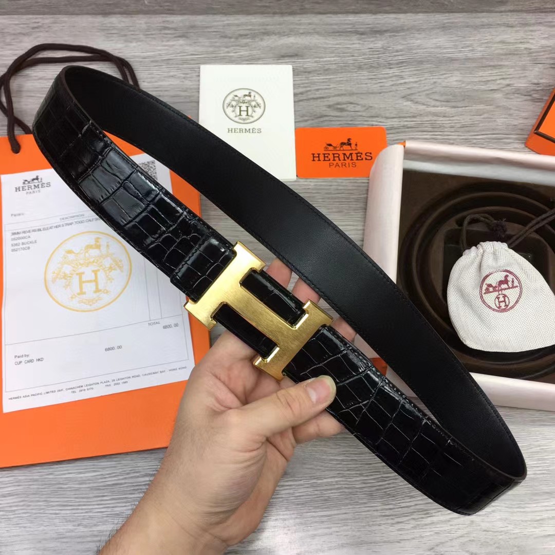 Hermes Black Leather Belt - PerfectKickZ