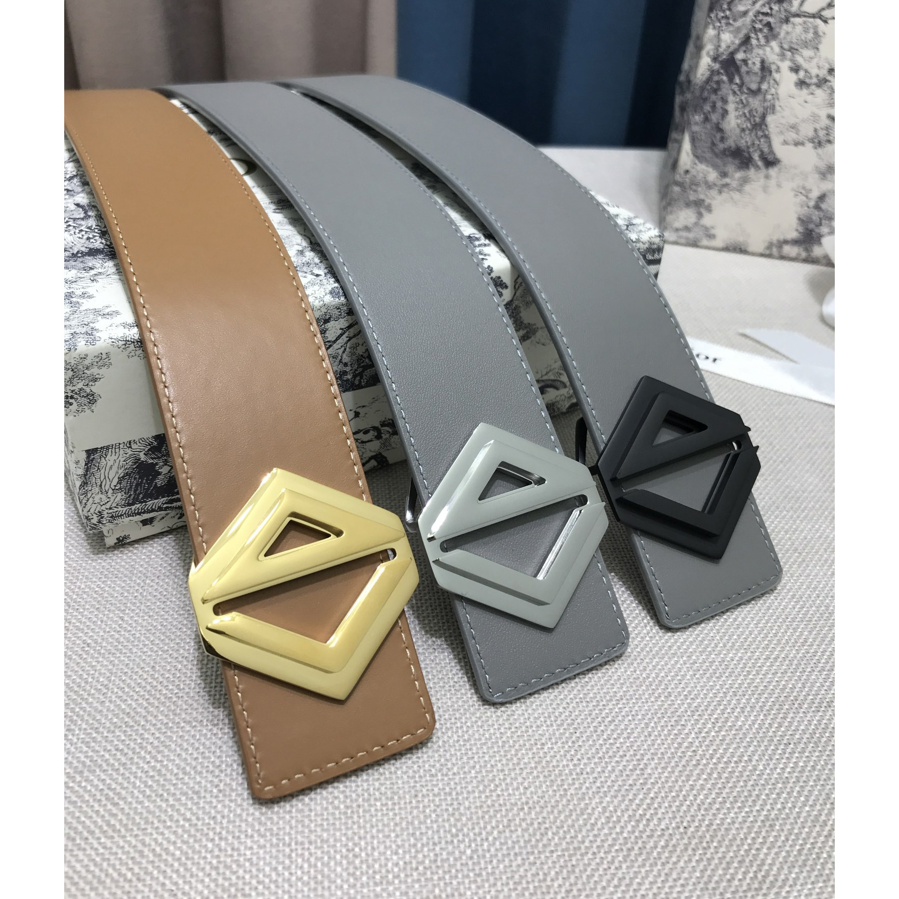 Dior CD Diamond Print  35mm Reversible Belt  - PerfectKickZ