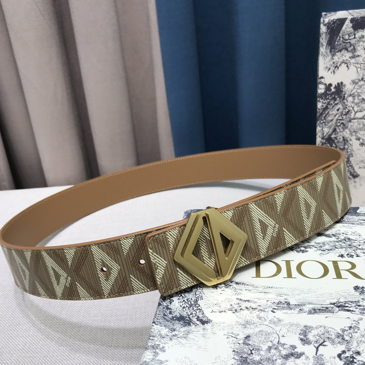 Dior CD Diamond Print  35mm Reversible Belt  - PerfectKickZ