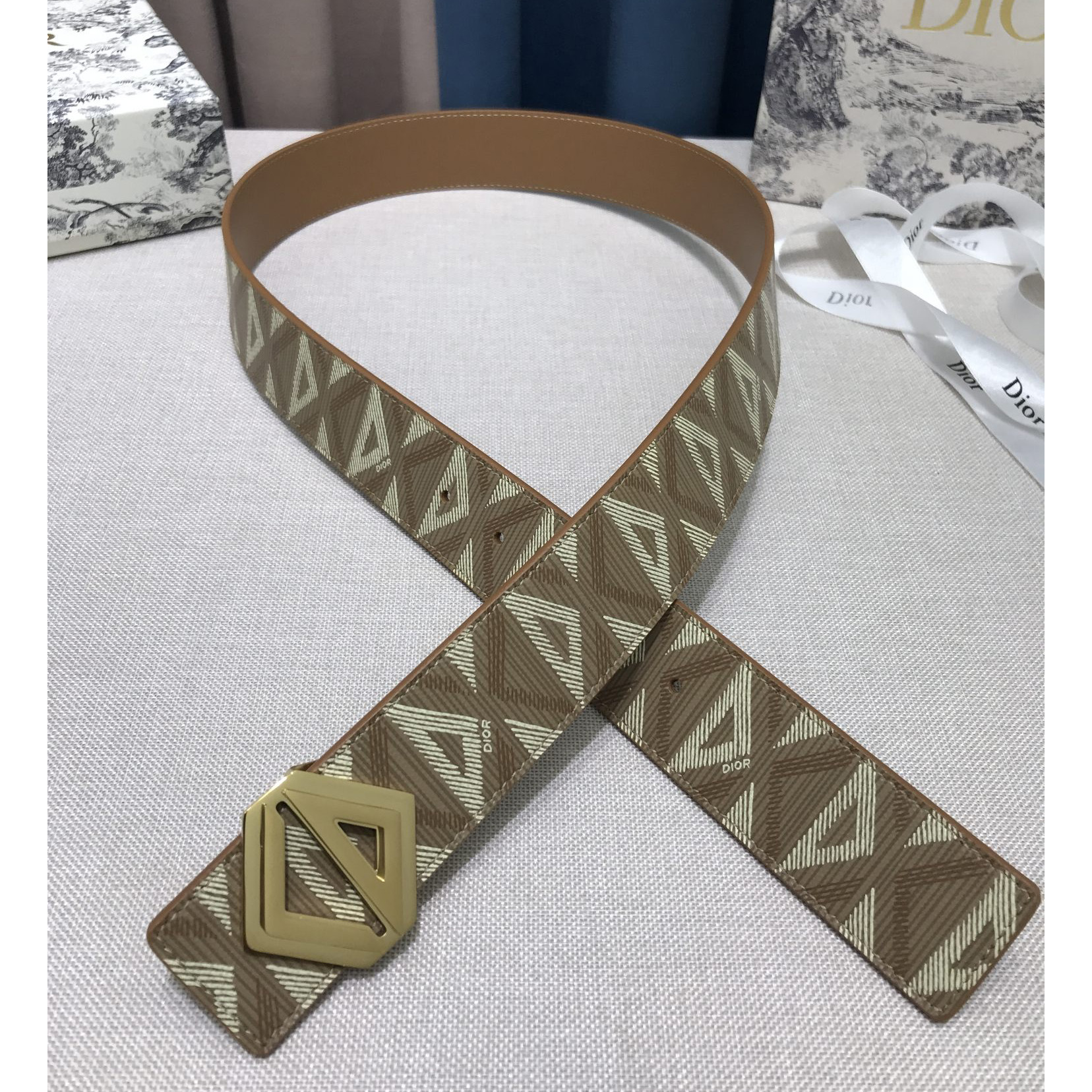 Dior CD Diamond Print  35mm Reversible Belt  - PerfectKickZ