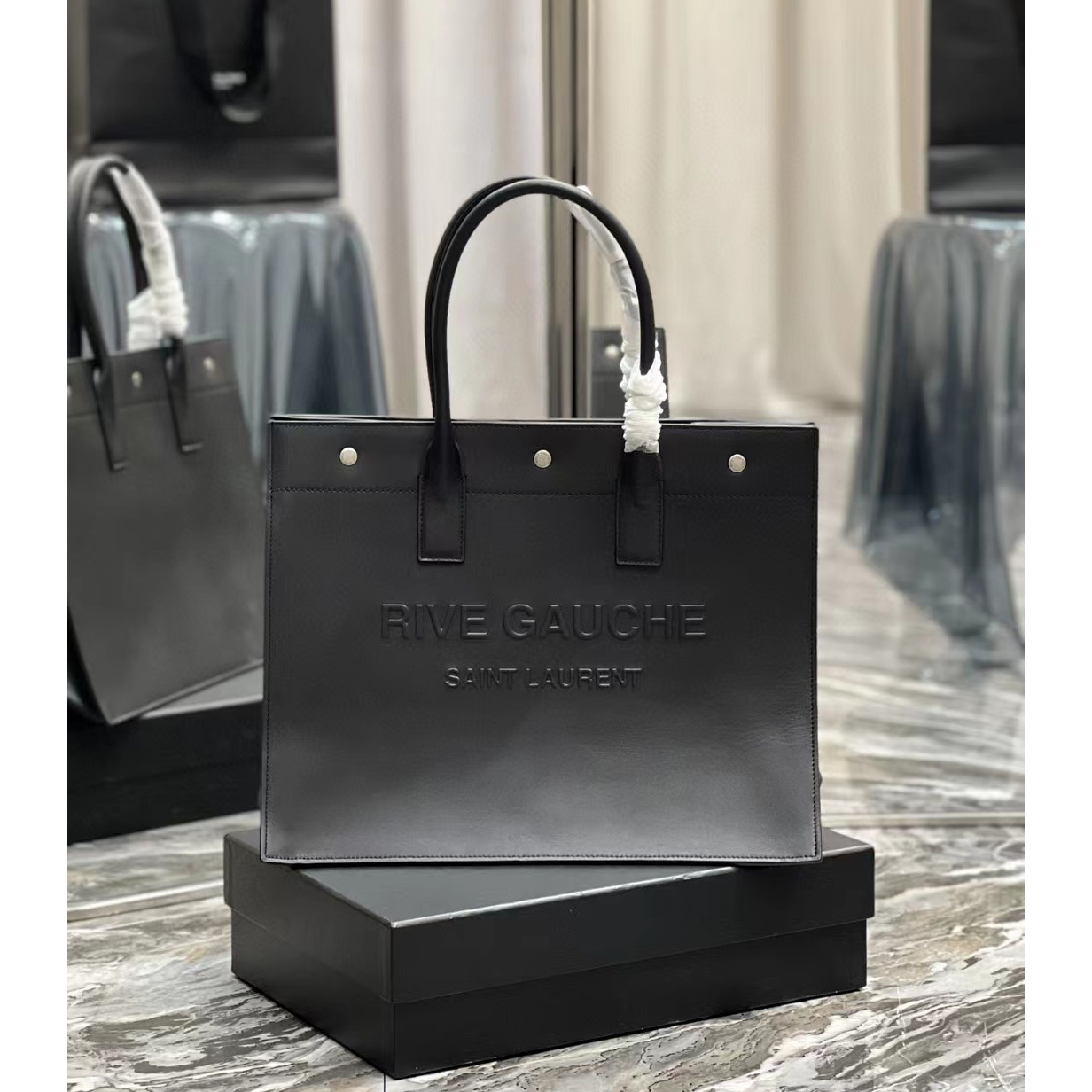 Saint Laurent Rive Gauche Small Tote Bag In Smooth Leather(39-31-18cm) - PerfectKickZ