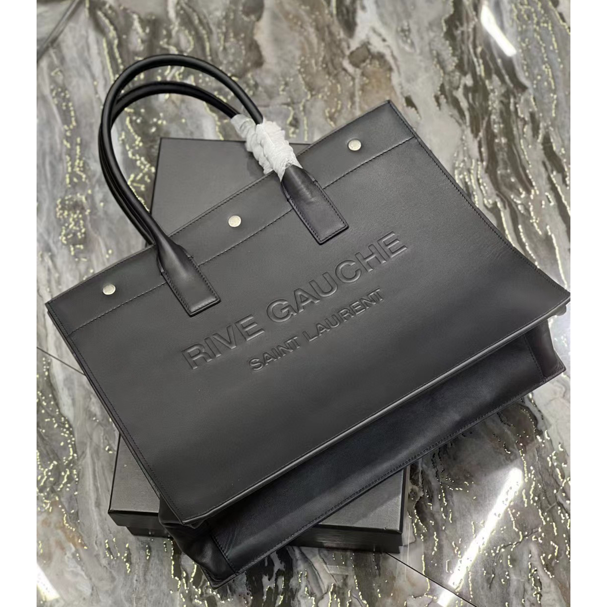 Saint Laurent Rive Gauche Small Tote Bag In Smooth Leather(39-31-18cm) - 