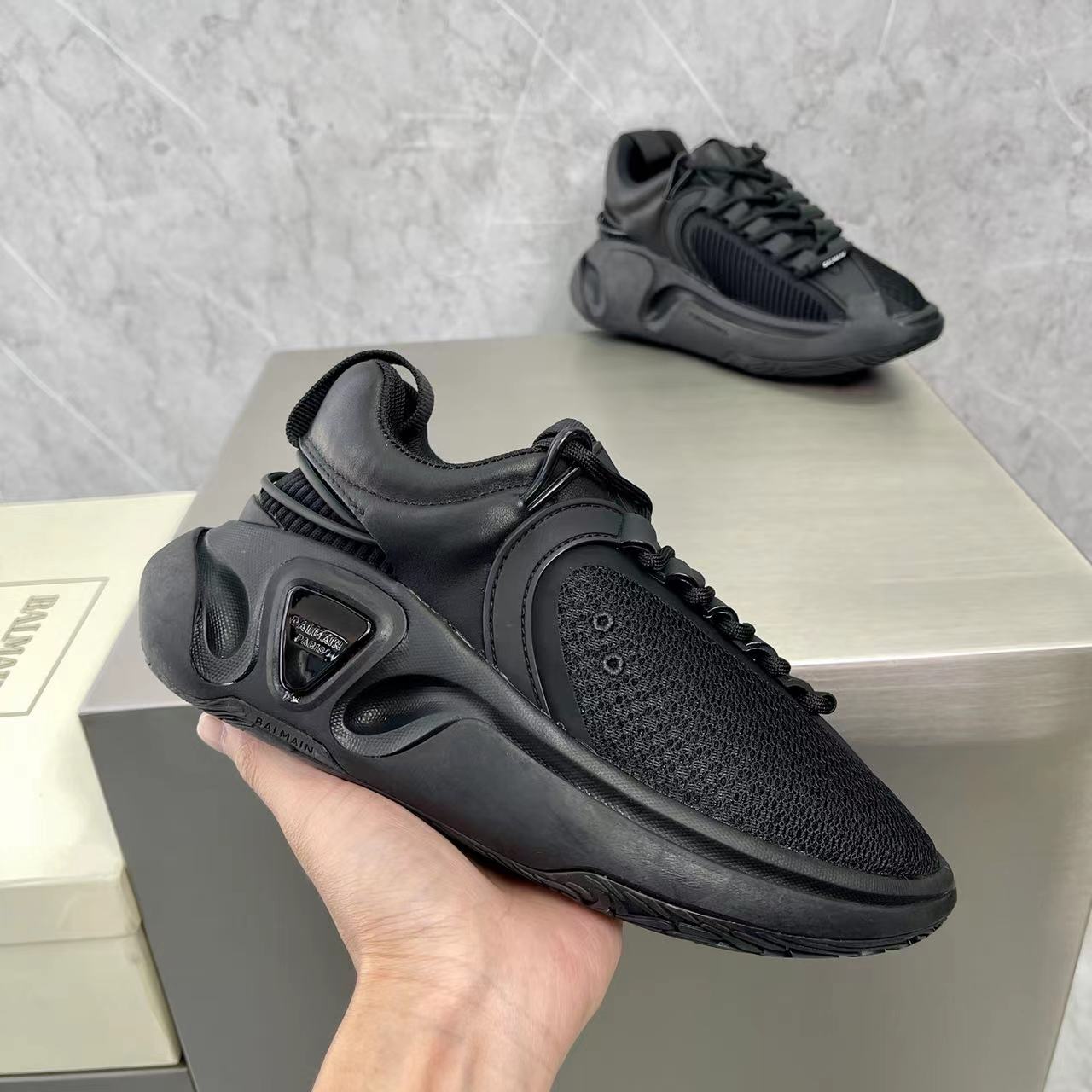 Balmain Bicolor Gummy Leather And Mesh B-Runner Sneakers - PerfectKickZ