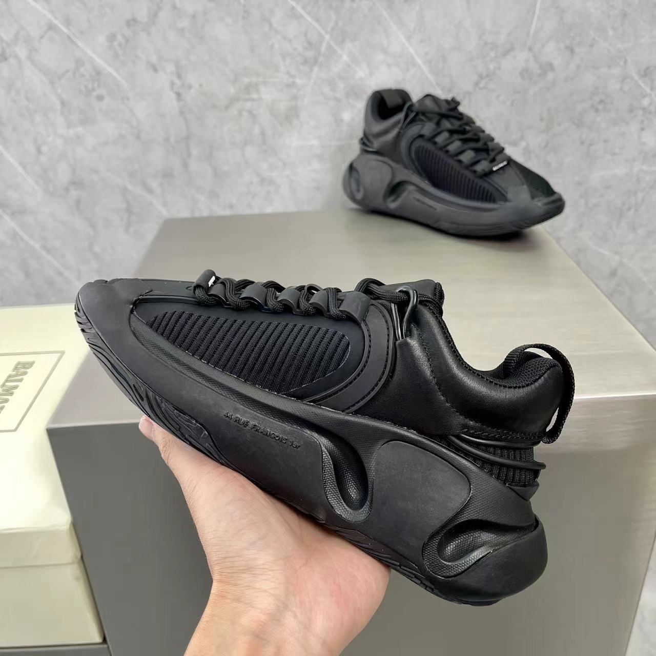 Balmain Bicolor Gummy Leather And Mesh B-Runner Sneakers - PerfectKickZ