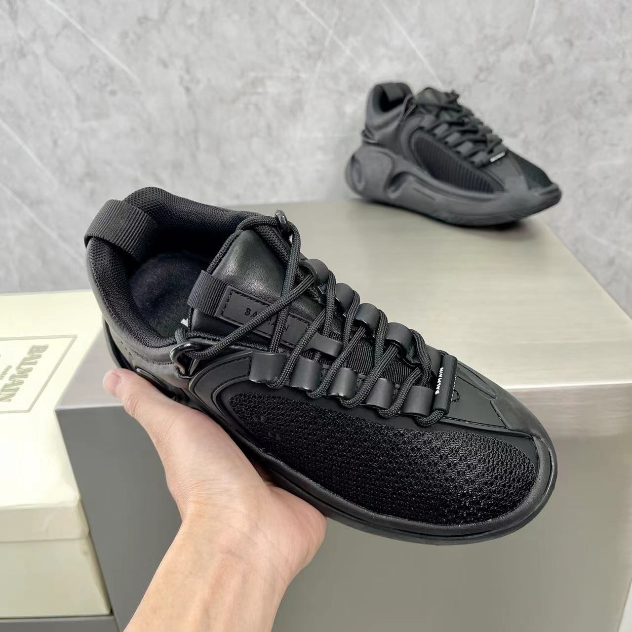 Balmain Bicolor Gummy Leather And Mesh B-Runner Sneakers - PerfectKickZ