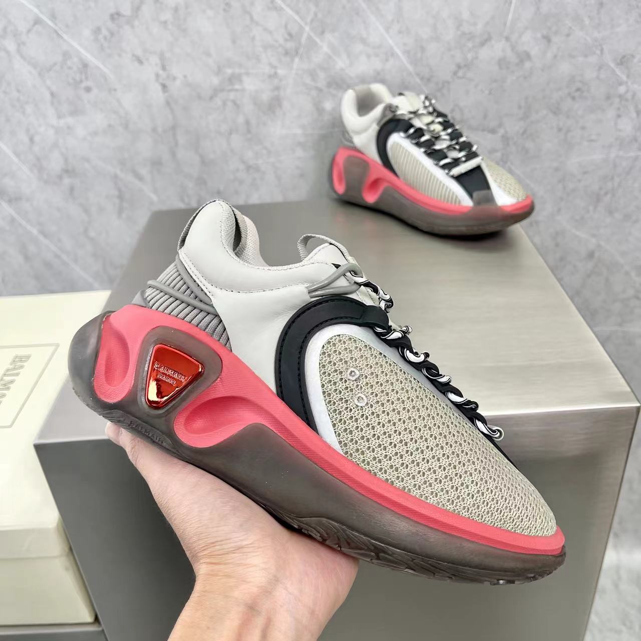 Balmain Bicolor Gummy Leather And Mesh B-Runner Sneakers - PerfectKickZ