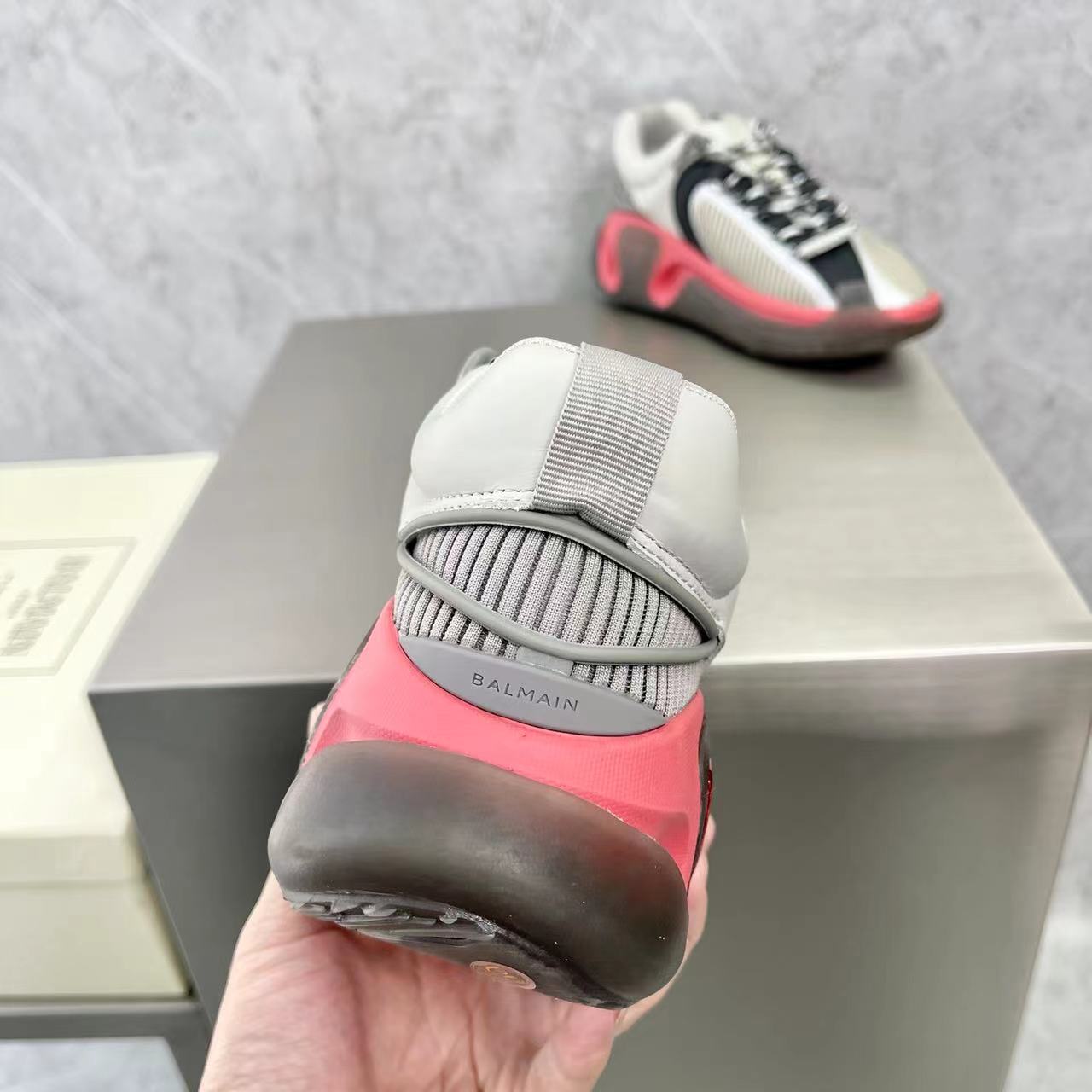 Balmain Bicolor Gummy Leather And Mesh B-Runner Sneakers - 