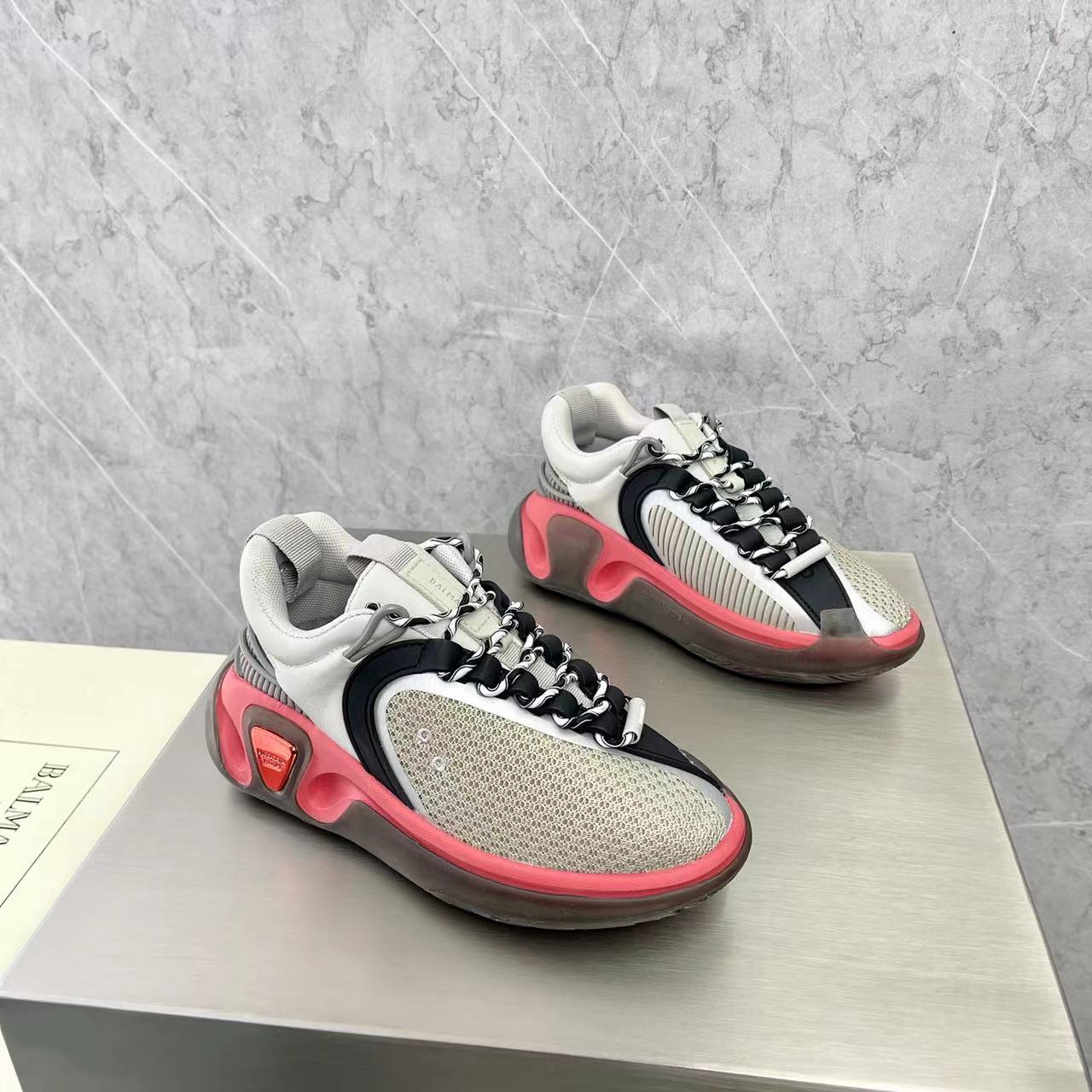 Balmain Bicolor Gummy Leather And Mesh B-Runner Sneakers - PerfectKickZ