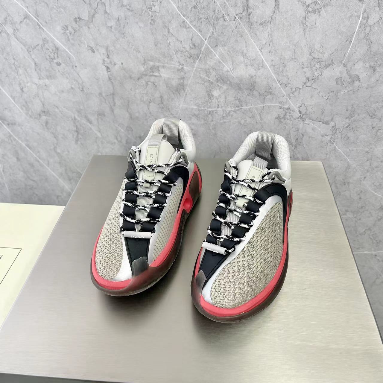 Balmain Bicolor Gummy Leather And Mesh B-Runner Sneakers - PerfectKickZ
