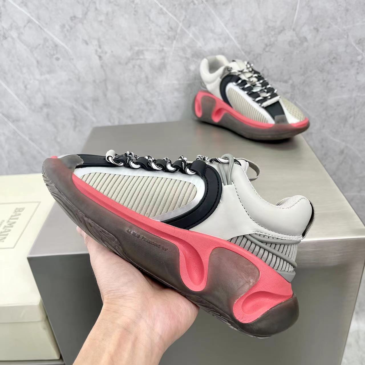 Balmain Bicolor Gummy Leather And Mesh B-Runner Sneakers - PerfectKickZ