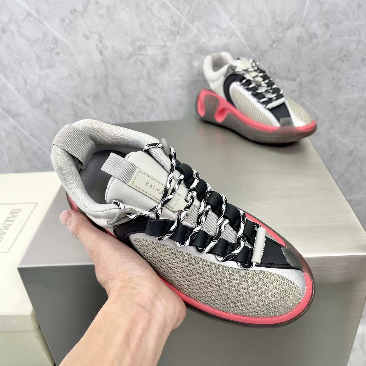 Balmain Bicolor Gummy Leather And Mesh B-Runner Sneakers - PerfectKickZ