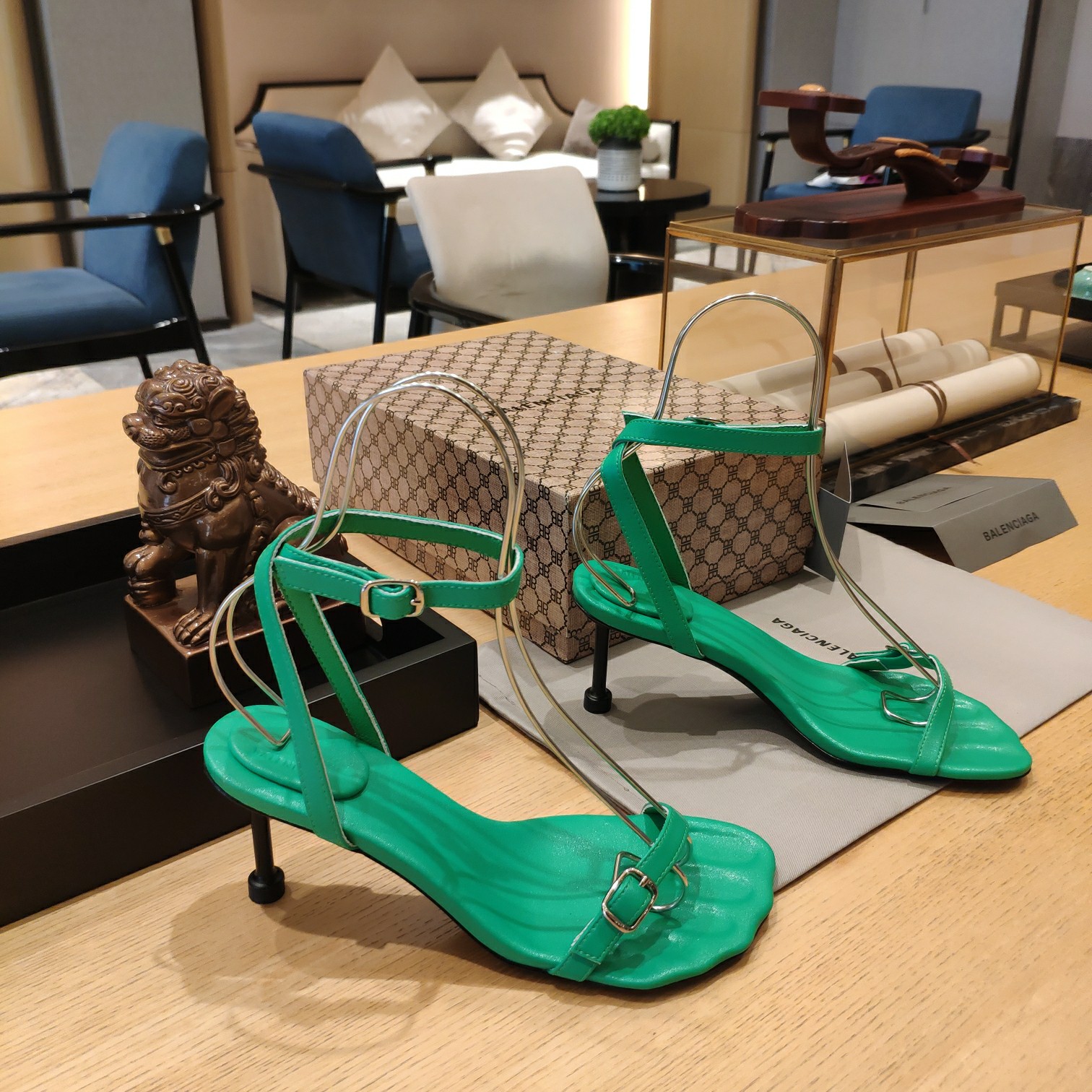 Balenciaga Logo High Heeled Sandals (7CM) - PerfectKickZ