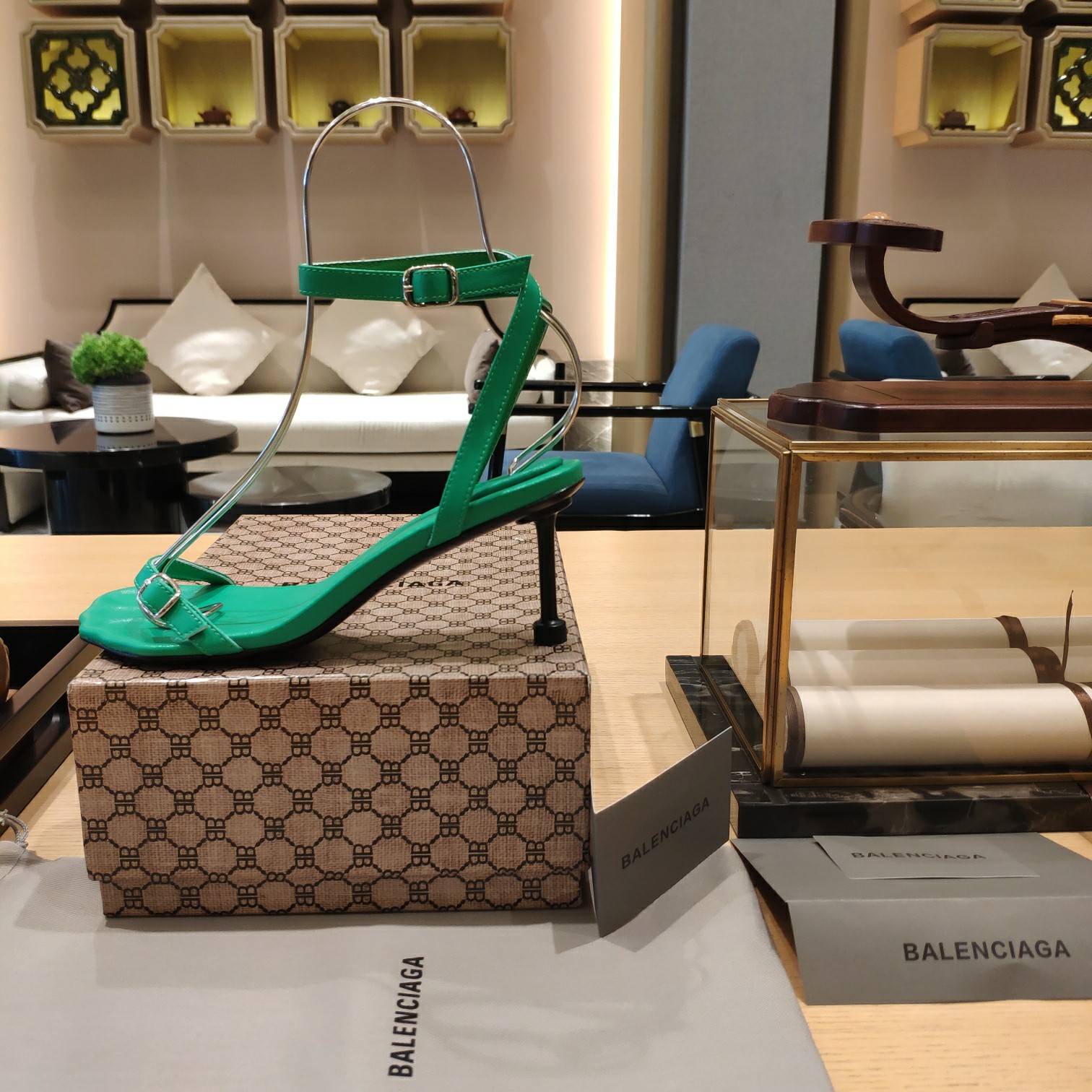 Balenciaga Logo High Heeled Sandals (7CM) - PerfectKickZ